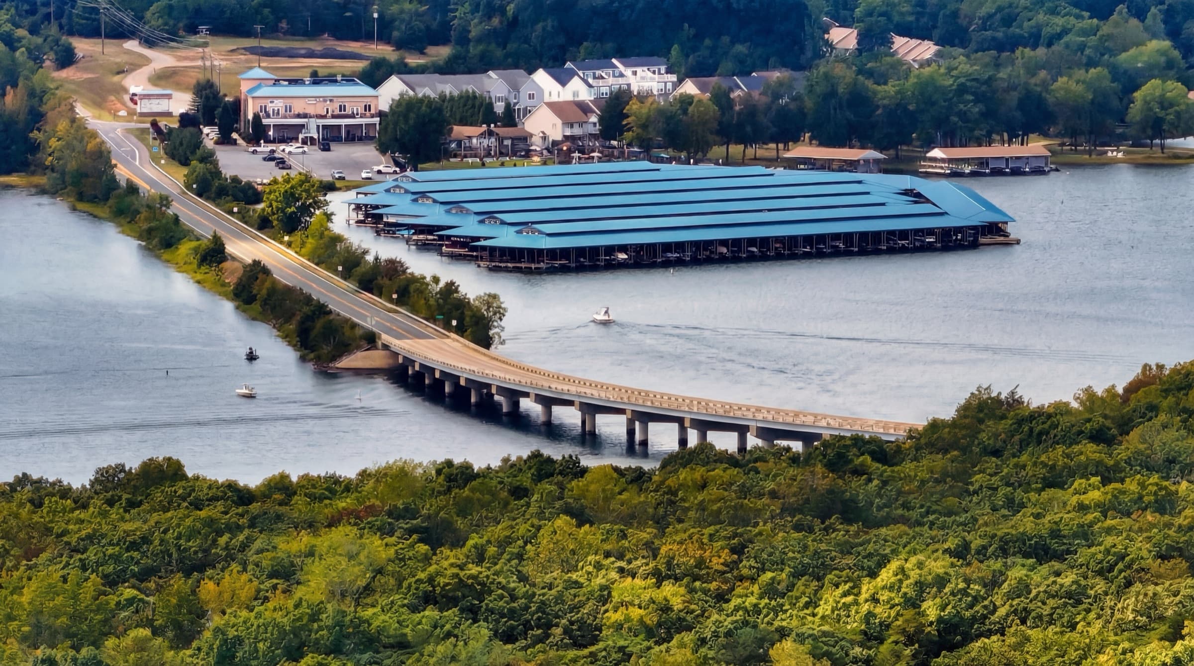 Aerial view of Lake Anna near Lake Anna Yacht Club in Mineral, Virginia