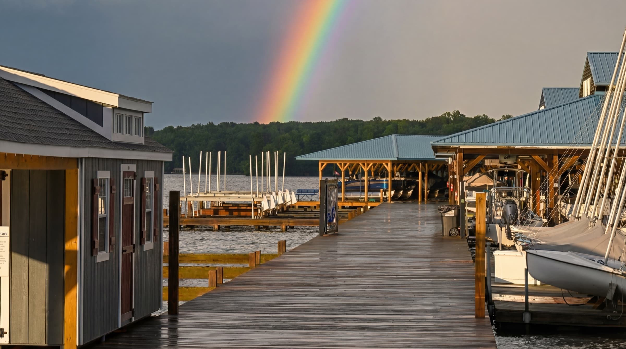 Dock walkway and covered slips at Lake Anna Yacht Club